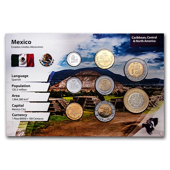 Mexico 5 Centavo-10 Pesos 8-Coin Set BU (Landscape Pkg) Mexico 5 Centavo-10 Pesos 8-Coin Set BU (Landscape Pkg)